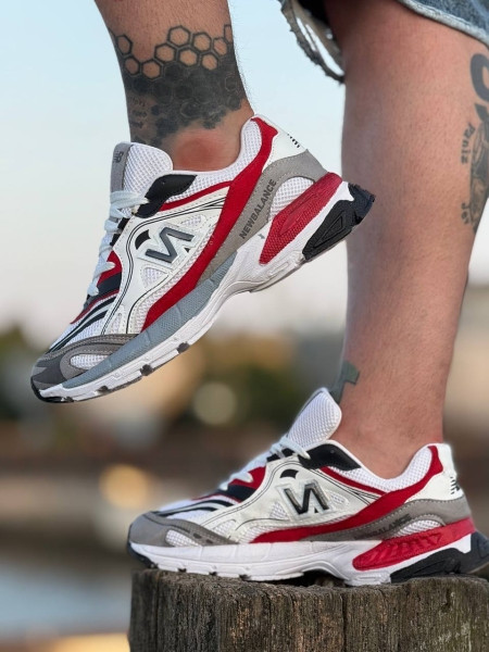 کتونی نیوبالانس سفید قرمز _ کتونی مردانه سفید قرمز