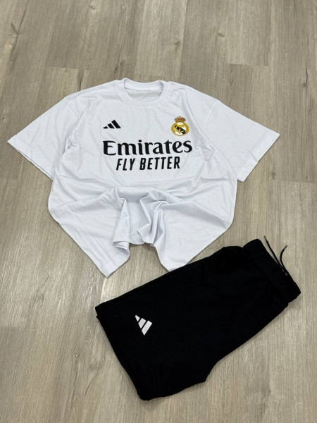 ست تیشرت شلوار سفید مشکی مردانه | ست تیشرت شلوارک