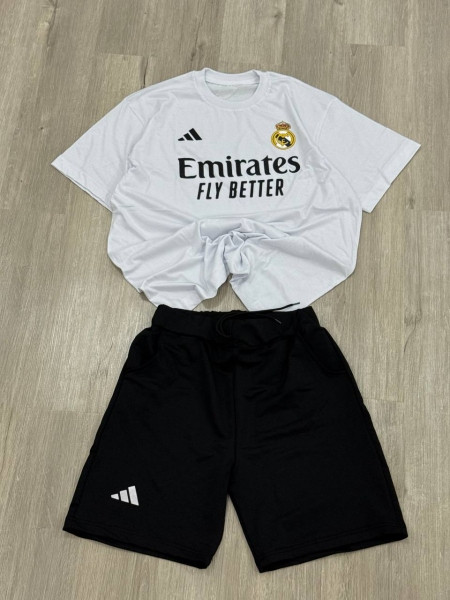 ست تیشرت شلوارک مردانه | ست ورزشی مردانه سفید مشکی