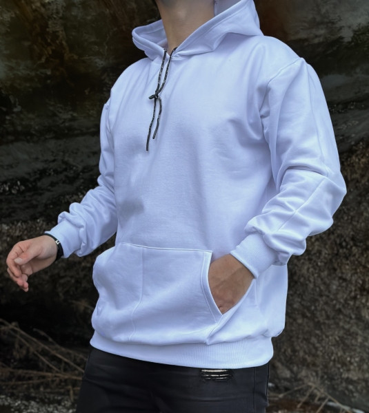 هودی سفید مردانه | هودی مردانه ساده سفید
