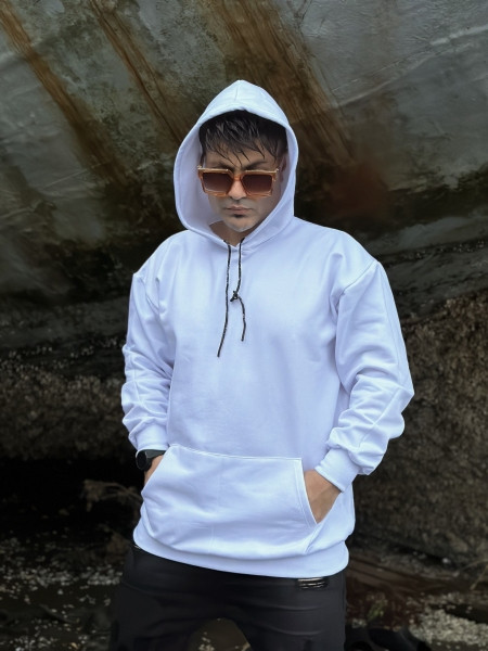 هودی مردانه سفید ساده