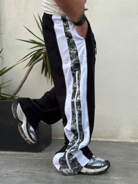 شلوار نیم بگ مشکی مردانه | شلوار مردانه بغل زیپ