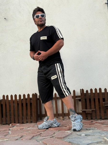 ست تیشرت شلوارم مردانه | ست تیشرت شلوارک مشکی