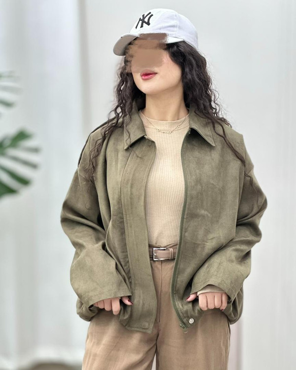 بامبر زیتونی دخترانه | بامبر زیتونی زنانه | کاپشن جیر زنانه