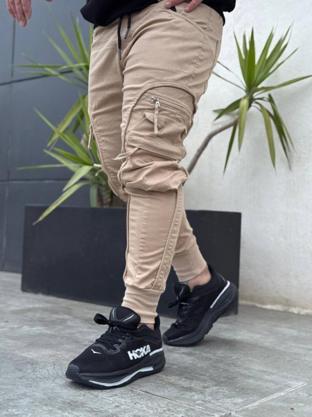 شلوار اسلش مردانه | شلوار گنگ مردانه | شلوار شیش جیب کرمی