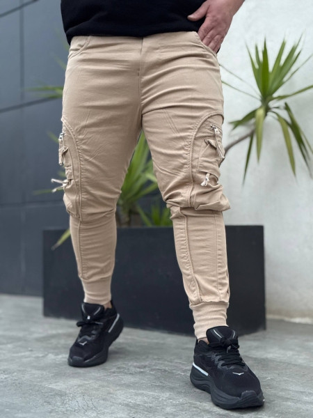 شلوار شش جیب کرمی