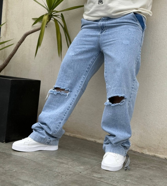 شلوار جین زاپ دار مردانه | شلوار جین نیم بگ زاپ دار | شلوار جین