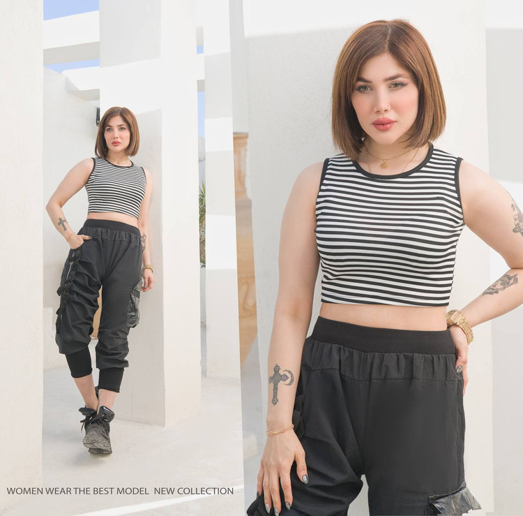 کراپ قیمت مناسب | قیمت کراپ راه راه | لباس راحتی زنانه