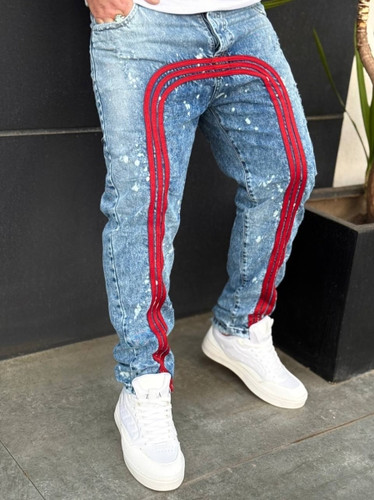 شلوار جین مام فیت | شلوار جین ابی مردانه | شلوار مردانه مام