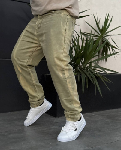 شلوار مردانه نیم بگ کرمی | شلوار مردانه نیم بگ پسته ای