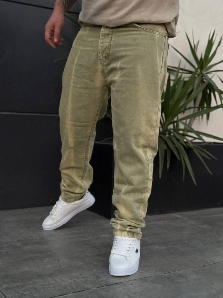 شلوار مردانه کرم سبز