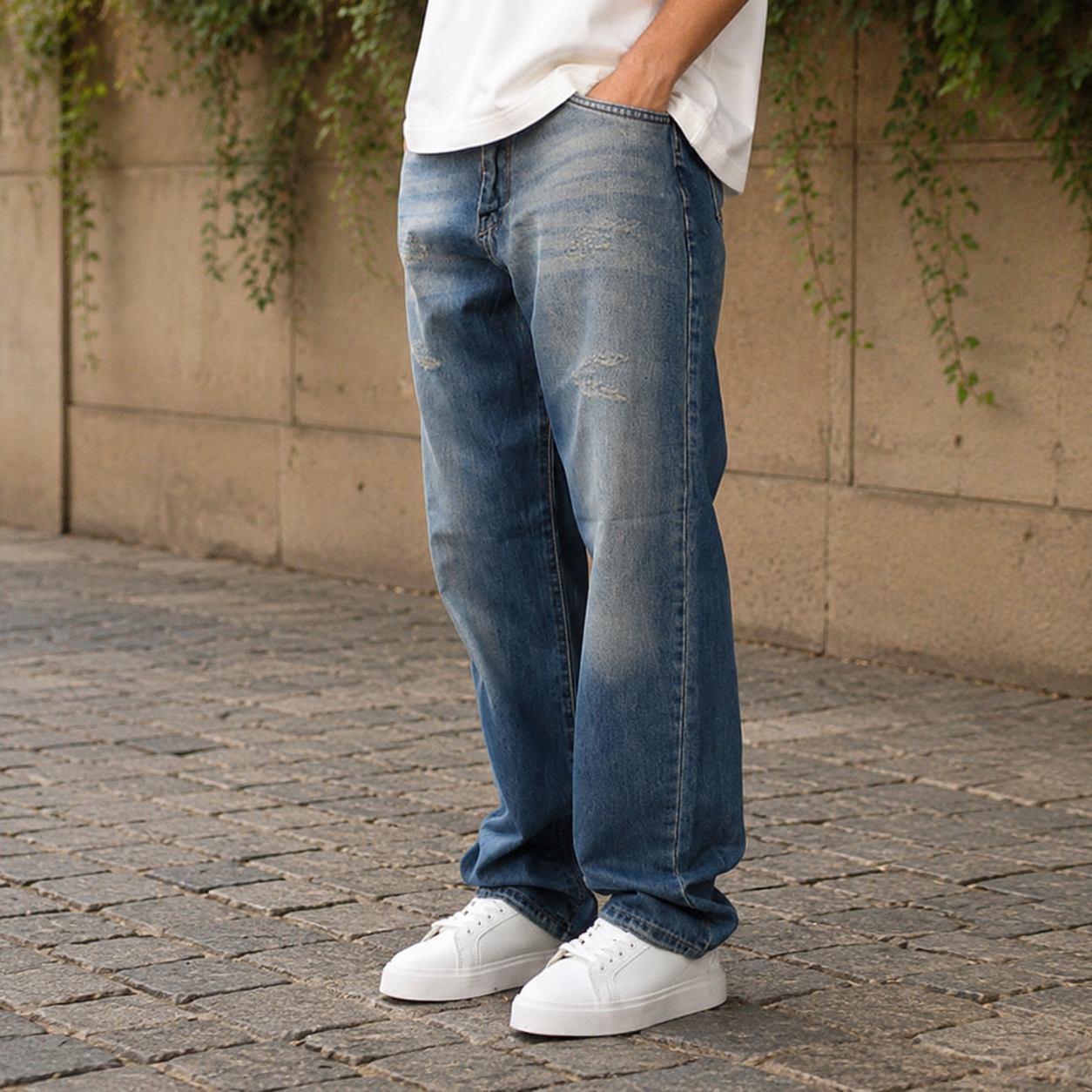 شلوار جین مردانه مام استایل آبی | Mom Fit Jeans