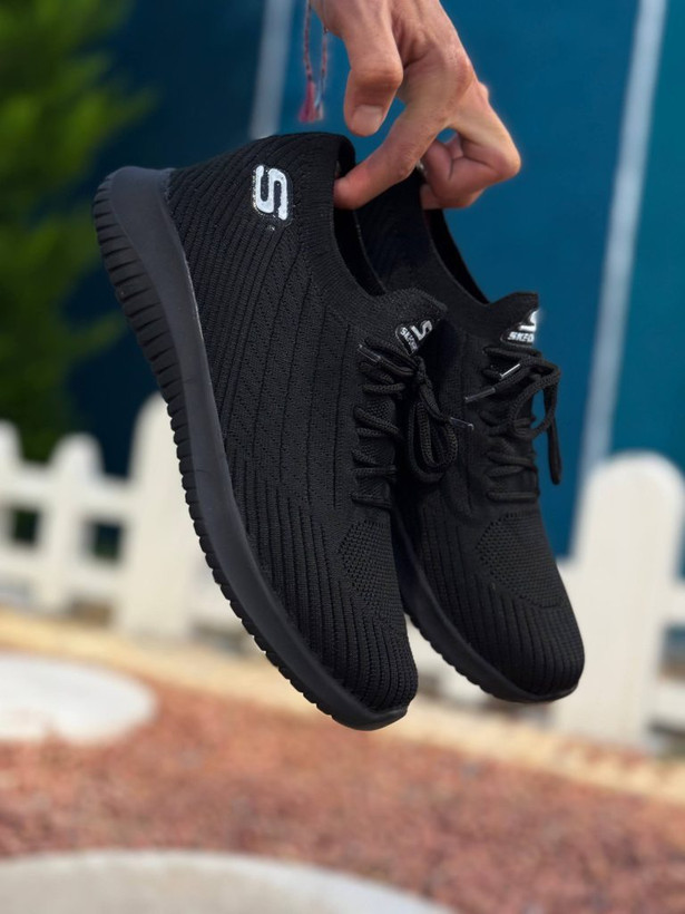 کفش کتونی جورابی مردانه مدل Skechers مشکی زیره PU