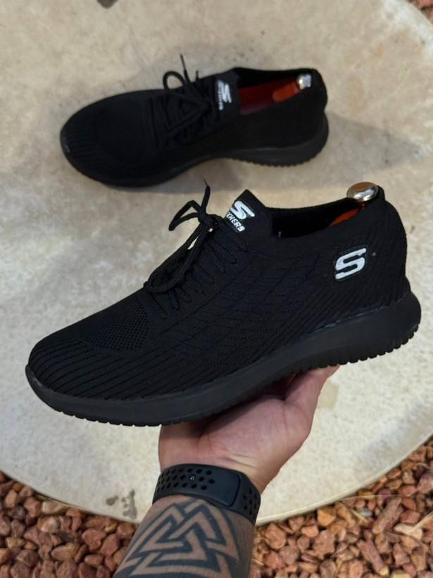کفش کتونی جورابی مردانه مدل Skechers مشکی زیره PU