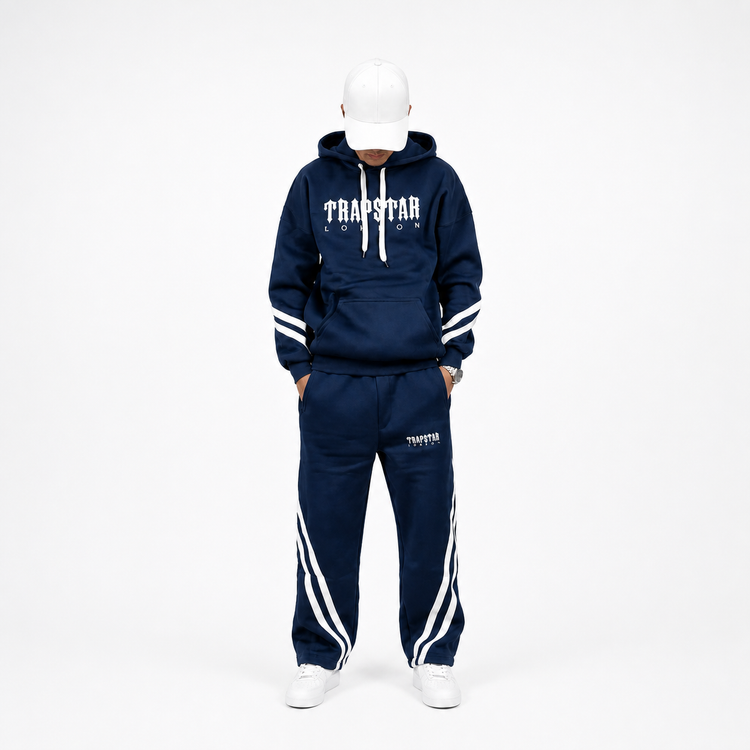 ست هودی شلوار مردانه سرمهای طرح خطدار فلازیت سهنخ ضخیم زمستانی